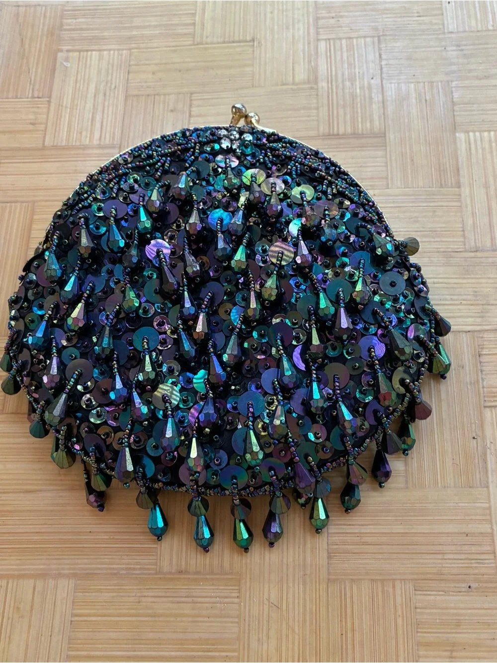 Iridescent Sequin & Bead Evening Clutch